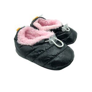 Skidders Toddler Girls Puffy Booties Plush Lined Gripper Bottom Black 12m Size 4